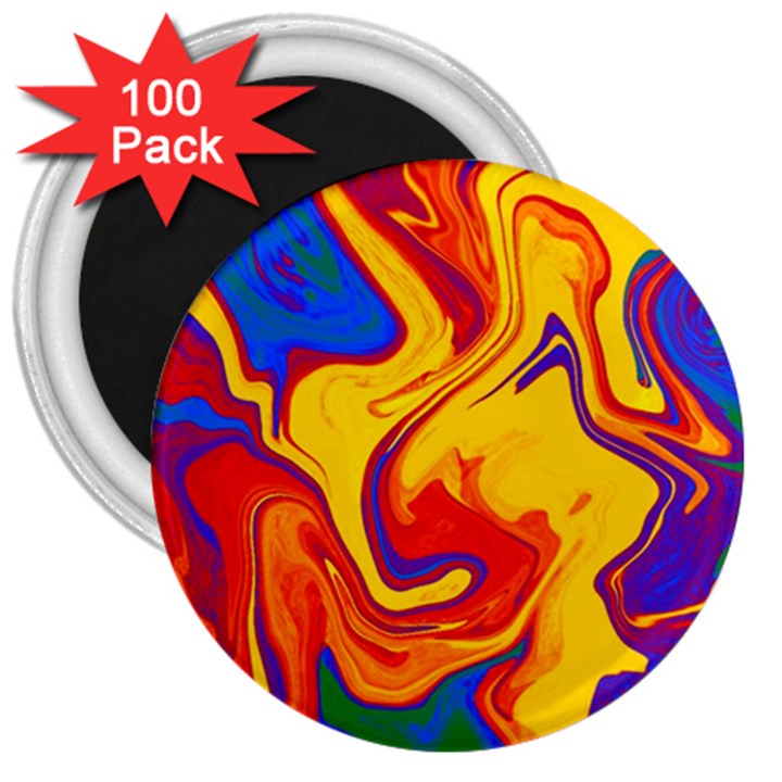 Gay Pride Swirled Colors 3  Magnets (100 pack)