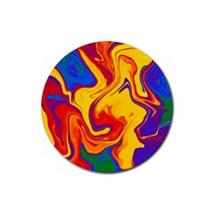 Gay Pride Swirled Colors Rubber Coaster (round) 