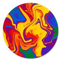 Gay Pride Swirled Colors Magnet 5  (round) by VernenInk