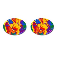 Gay Pride Swirled Colors Cufflinks (oval)