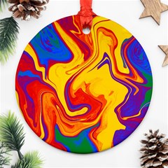 Gay Pride Swirled Colors Round Ornament (two Sides) by VernenInk