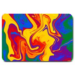 Gay Pride Swirled Colors Large Doormat  by VernenInk