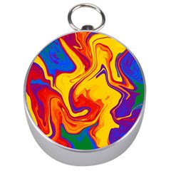 Gay Pride Swirled Colors Silver Compasses