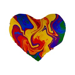 Gay Pride Swirled Colors Standard 16  Premium Flano Heart Shape Cushions by VernenInk