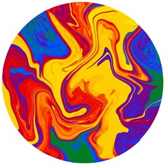 Gay Pride Swirled Colors Wooden Puzzle Round by VernenInk