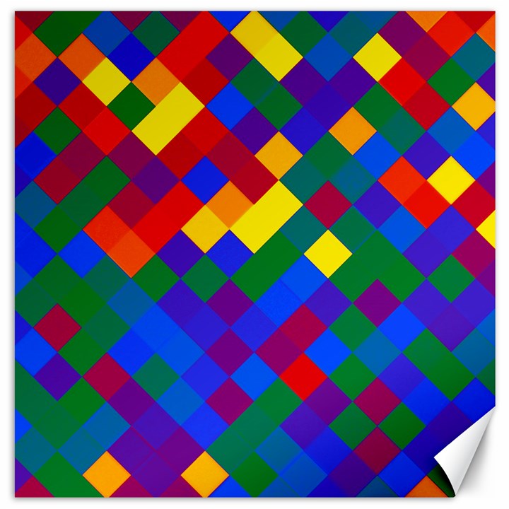 Gay Pride Diagonal Pixels Design Canvas 16  x 16 