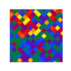 Gay Pride Diagonal Pixels Design Small Satin Scarf (square) by VernenInk