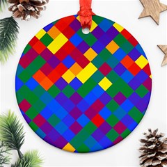 Gay Pride Diagonal Pixels Design Ornament (round)