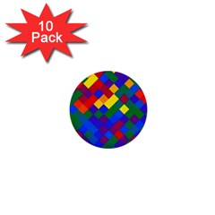 Gay Pride Diagonal Pixels Design 1  Mini Buttons (10 Pack)  by VernenInk