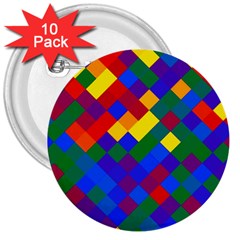 Gay Pride Diagonal Pixels Design 3  Buttons (10 Pack)  by VernenInk