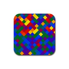 Gay Pride Diagonal Pixels Design Rubber Coaster (square) 