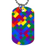 Gay Pride Diagonal Pixels Design Dog Tag (Two Sides) Back