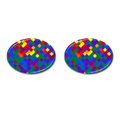 Gay Pride Diagonal Pixels Design Cufflinks (oval) by VernenInk