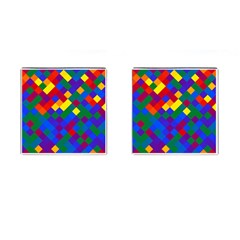 Gay Pride Diagonal Pixels Design Cufflinks (square)