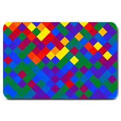 Gay Pride Diagonal Pixels Design Large Doormat  by VernenInk