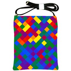 Gay Pride Diagonal Pixels Design Shoulder Sling Bag by VernenInk