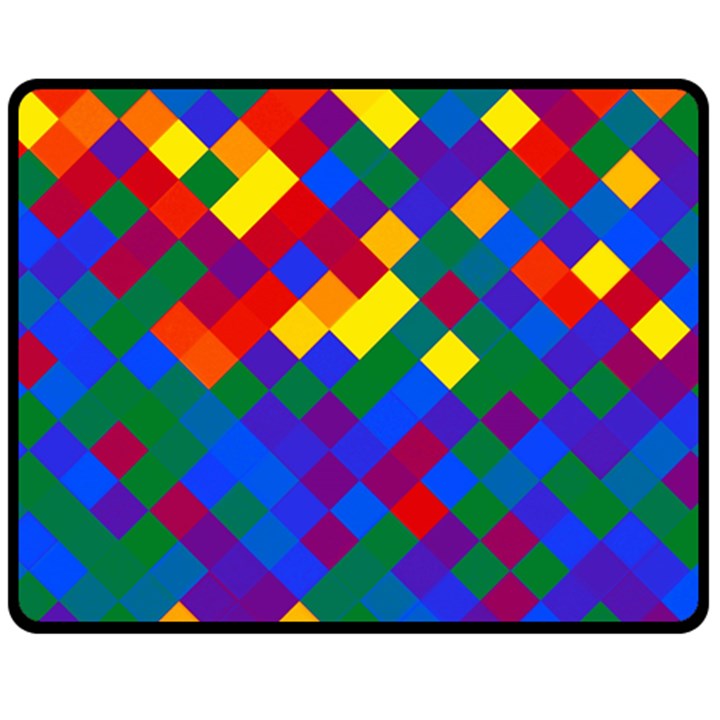 Gay Pride Diagonal Pixels Design Fleece Blanket (Medium) 