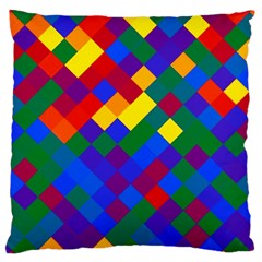 Gay Pride Diagonal Pixels Design Large Cushion Case (one Side)