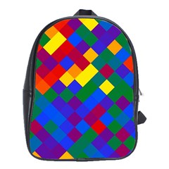 Gay Pride Diagonal Pixels Design School Bag (xl) by VernenInk