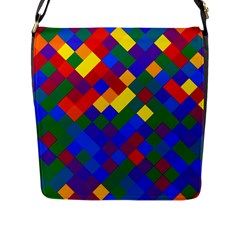 Gay Pride Diagonal Pixels Design Flap Closure Messenger Bag (l)