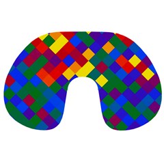 Gay Pride Diagonal Pixels Design Travel Neck Pillow by VernenInk