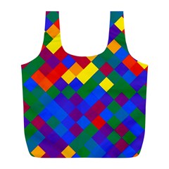 Gay Pride Diagonal Pixels Design Full Print Recycle Bag (l) by VernenInk