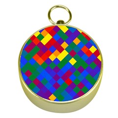 Gay Pride Diagonal Pixels Design Gold Compasses