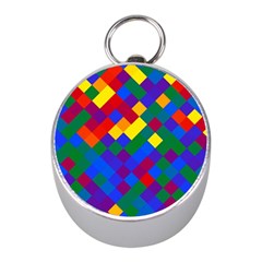 Gay Pride Diagonal Pixels Design Mini Silver Compasses by VernenInk