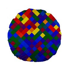 Gay Pride Diagonal Pixels Design Standard 15  Premium Flano Round Cushions by VernenInk