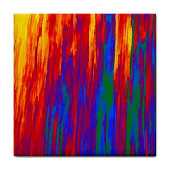 Gay Pride Rainbow Vertical Paint Strokes Tile Coaster