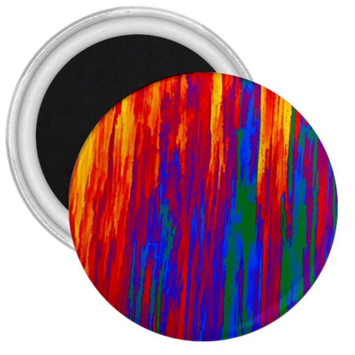 Gay Pride Rainbow Vertical Paint Strokes 3  Magnets