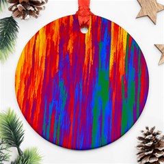 Gay Pride Rainbow Vertical Paint Strokes Ornament (round) by VernenInk