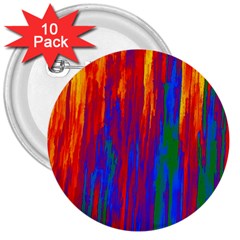 Gay Pride Rainbow Vertical Paint Strokes 3  Buttons (10 Pack)  by VernenInk