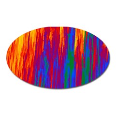 Gay Pride Rainbow Vertical Paint Strokes Oval Magnet by VernenInk