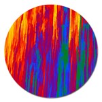 Gay Pride Rainbow Vertical Paint Strokes Magnet 5  (Round) Front