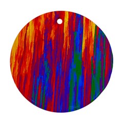 Gay Pride Rainbow Vertical Paint Strokes Round Ornament (two Sides)