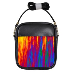 Gay Pride Rainbow Vertical Paint Strokes Girls Sling Bag by VernenInk