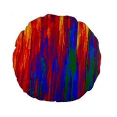 Gay Pride Rainbow Vertical Paint Strokes Standard 15  Premium Round Cushions by VernenInk