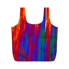 Gay Pride Rainbow Vertical Paint Strokes Full Print Recycle Bag (m) by VernenInk