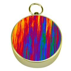 Gay Pride Rainbow Vertical Paint Strokes Gold Compasses