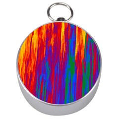 Gay Pride Rainbow Vertical Paint Strokes Silver Compasses by VernenInk