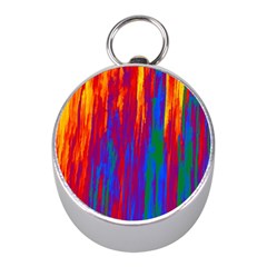 Gay Pride Rainbow Vertical Paint Strokes Mini Silver Compasses by VernenInk