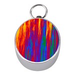 Gay Pride Rainbow Vertical Paint Strokes Mini Silver Compasses Front