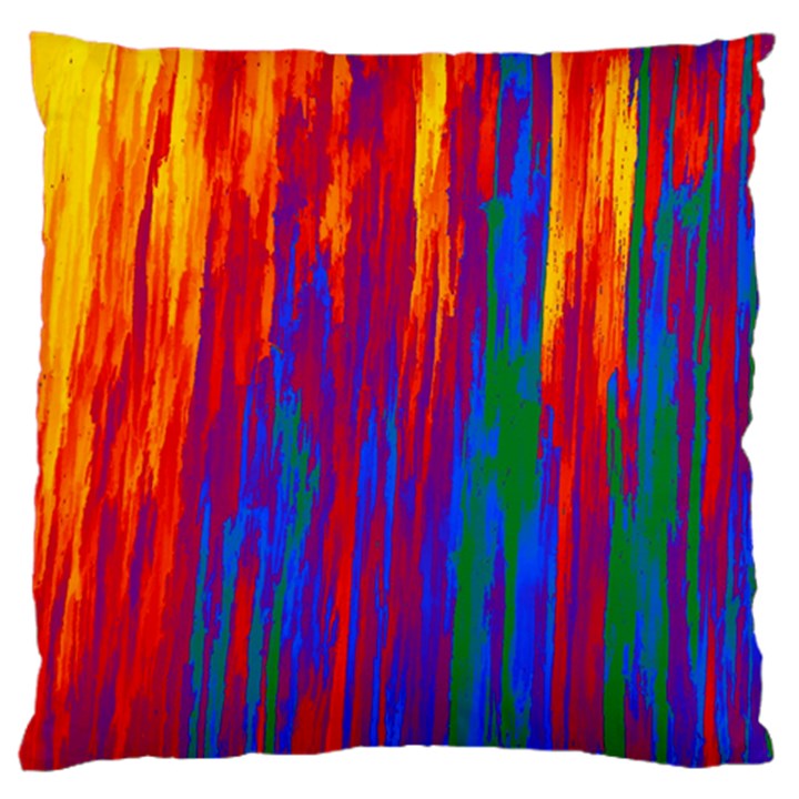 Gay Pride Rainbow Vertical Paint Strokes Large Flano Cushion Case (One Side)