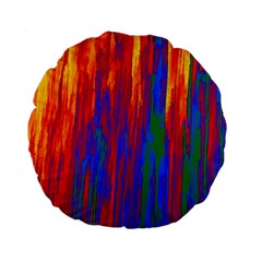 Gay Pride Rainbow Vertical Paint Strokes Standard 15  Premium Flano Round Cushions by VernenInk