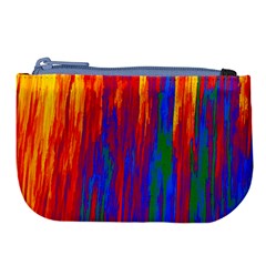 Gay Pride Rainbow Vertical Paint Strokes Large Coin Purse by VernenInk