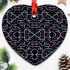 Lines And Dots Motif Geometric Seamless Pattern Ornament (heart) by dflcprintsclothing