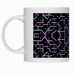 Lines And Dots Motif Geometric Seamless Pattern White Mugs by dflcprintsclothing