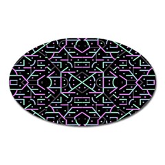 Lines And Dots Motif Geometric Seamless Pattern Oval Magnet