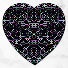 Lines And Dots Motif Geometric Seamless Pattern Jigsaw Puzzle (heart) by dflcprintsclothing